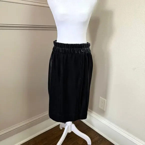 J.Crew Midnight Blue Crushed Velvet Pull On Midi Skirt Size S Silk Viscose G9355 - Picture 2 of 6